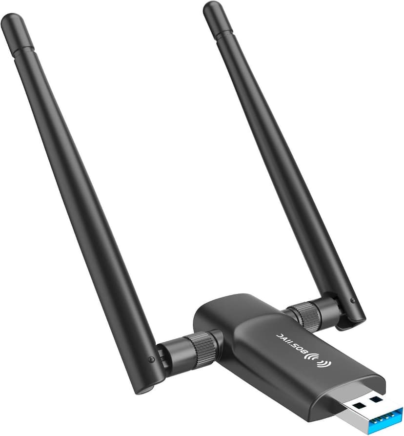 Wireless USB WiFi Adapter for PC - Nineplus 1300Mbps Dual 5Dbi Antennas 5G/2.4G WiFi Adapter for Desktop PC Laptop Windows11/10/8/7/Vista/XP, Wireless Adapters for Desktop Computer Network Adapters
