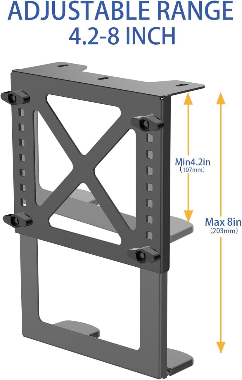 Monzlteck Adjustable Under Desk PC or NAS Mount Bracket Holder，Compatible with Desktop NAS(Network Attached Storage),CPU,UPS,Small Form Factor Desktop Tower.Xbox Series x,OptiPlex7000/7010