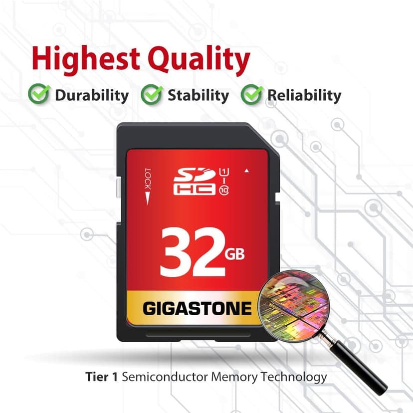 GIGASTONE 32GB 5-Pack SD Card UHS-I U1 Class 10 SDHC Memory Card High-Speed Full HD Video Compatible with Canon Nikon Sony Digital Camera, SPYPOINT TACTACAM WOSPORTS Trail Camera, with 5 Mini Cases