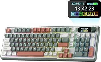 RK ROYAL KLUDGE S98 Mechanical Keyboard w/Smart Display & Knob, Top Mount 96% Wireless Mechanical Keyboard BT/2.4G/USB-C, Hot Swappable, Software Support, Creamy Sounding, 98 Keys