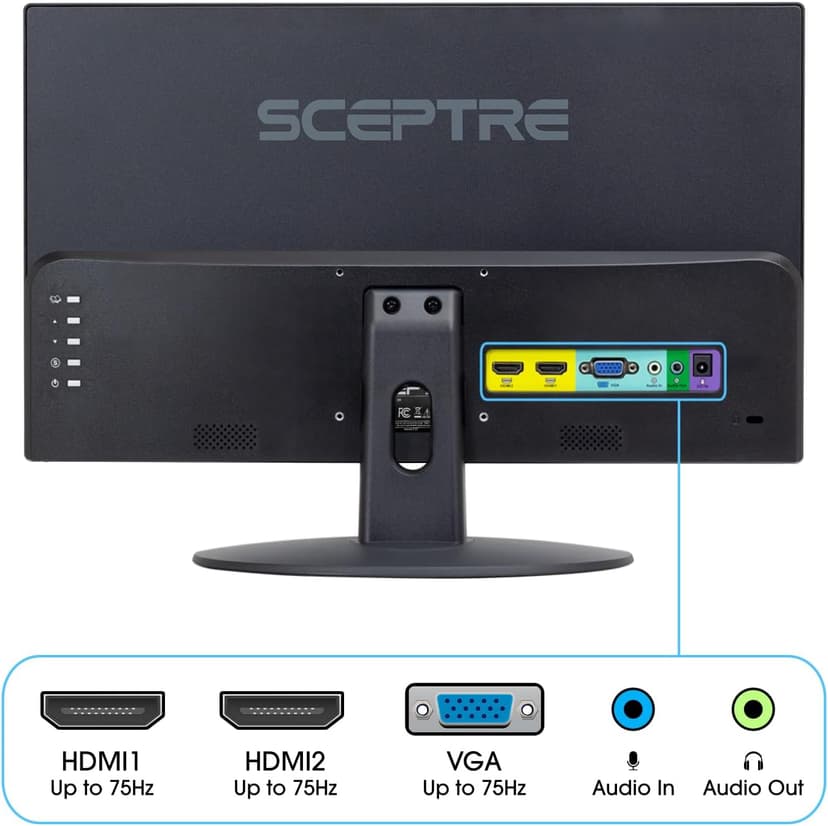 2 Pack - 22 Inch Monitor FHD 1920 x 1080 Computer Monitor, VESA Mount, Tilt, VGA and HDMI x2, Professional and Gaming Monitor – 2 Pack, MACHINE BLACK, 2PACKE225W-19203RT
