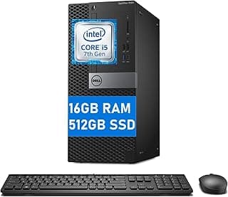 Dell Optiplex 7050 MT Desktop Computer PC, 7050 Mini Tower, Quad Core i5-7500 3.4GHz up to 3.80GHz, 16GB RAM, 512GB SSD, Wireless Keyboard, Win10 pro(Renewed)