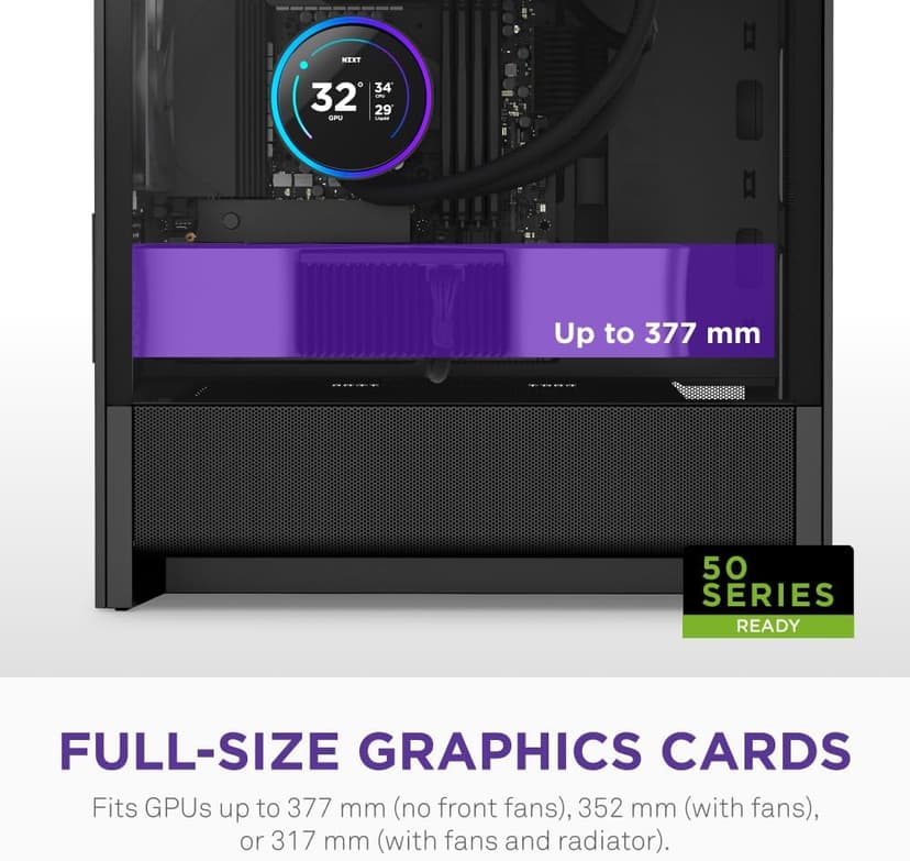 NZXT H3 Flow – Micro-ATX PC Case – Optimized Airflow – Includes 1 x 120mm Rear Fan – Supports Full-Sized GPUs – Fits 280mm Front, 240mm Top Radiator – Back-Connect Motherboard – Black