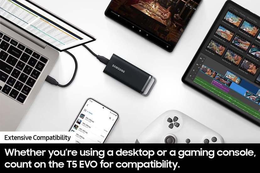 Samsung T5 EVO Portable SSD 8TB, USB 3.2 Gen 1 External Solid State Drive, Seq. Read Speeds Up to 460MB/s for Gaming and Content Creation, MU-PH8T0S/AM, Black