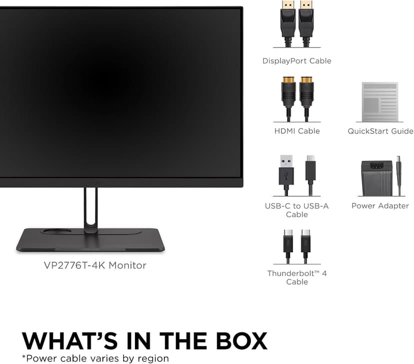 ViewSonic VP2776T-4K 27 Inch 4K UHD IPS Monitor with Advanced Ergonomics, Thunderbolt 4, 100% sRGB Rec 709, Pantone Validated, USB C, HDMI 2.1, and DP Daisy Chain for Home and Office