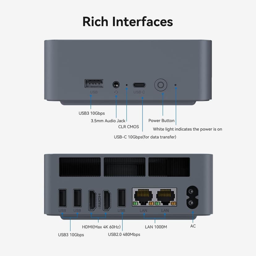 Beelink Mini PC, EQi12 Mini Computers Intel i5-1235U(Up to 4.4GHz) 10C/12T, Micro PC 16GB DDR4 RAM 500GB M.2 NVMe SSD, Desktop Computer 4K@60Hz/HDMI&DP/WiFi6/BT5.2/Gigabit Ethernet/HTPC/W-11 Pro