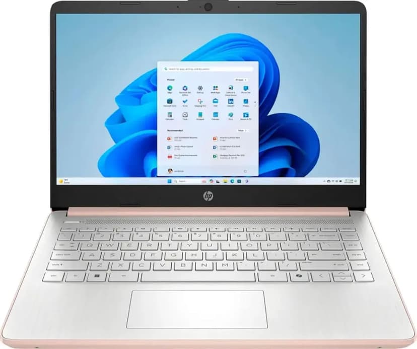 HP 14" Thin&Light Laptop Computer - Intel 2025 Quad-core CPU • Windows 11 Pro & Free Microsoft Office Pro • Wi-Fi 6 • Copilot • Pale Rose Gold • 1.47 Kg • 16GB RAM, 128GB UFS + 256GB Micro SD Card