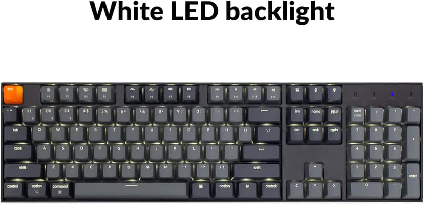 Keychron K10 Full Size 104 Keys Bluetooth Wireless Mechanical Gaming Keyboard for Mac Windows K Pro Brown Switch, Multitasking/White LED Backlight/USB C Wired Computer Keyboard