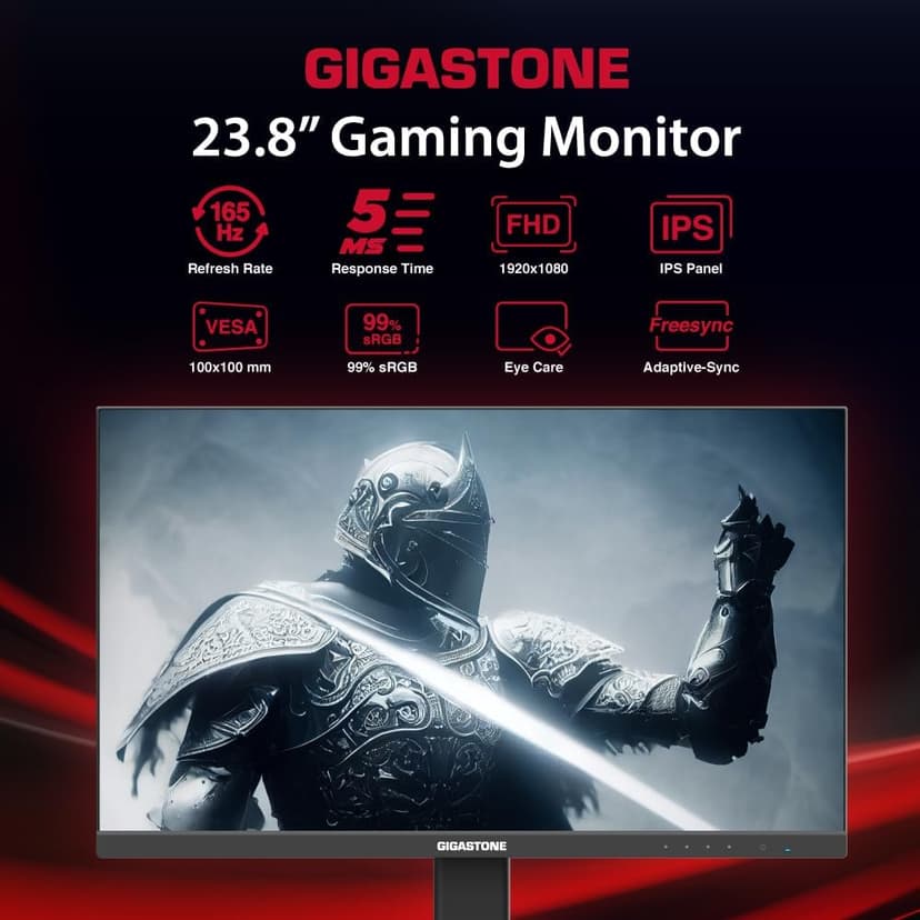 Gigastone 24 inch IPS LED Back Light Gaming Monitor 3-Pack 165Hz FHD 1920 x 1080, 1080P 178° Wide View, Triple Monitor, Built-in Speakers, FreeSync, Ergonomic Tilt VESA Mount,DP,HDMI