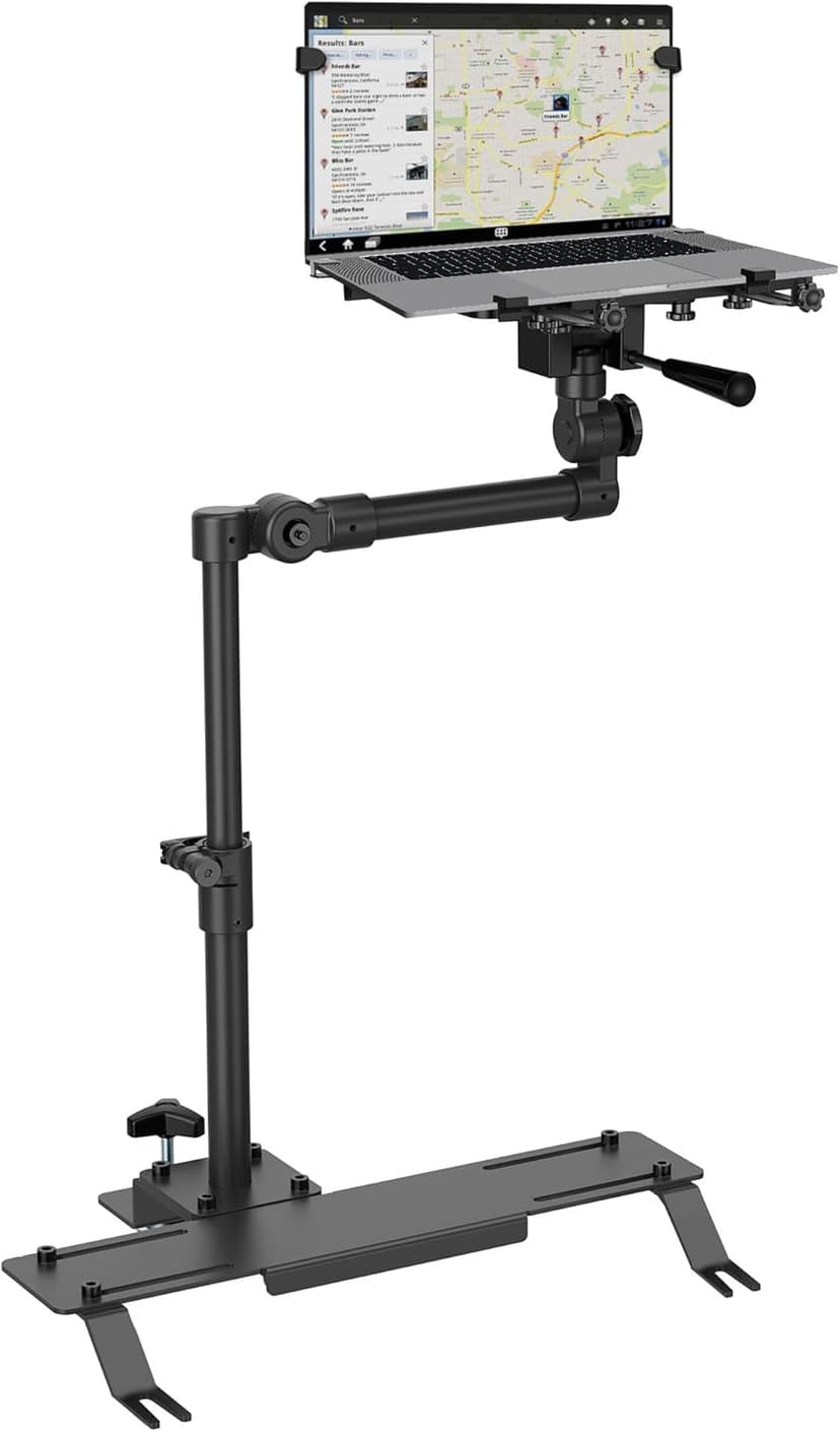 Mount-It! Universal Vehicle Laptop Mount for Cars, Trucks & Vans – No-Drill Installation, Adjustable Height, Full Motion Swivel, and Cooling Tray for Laptops Up to 17"