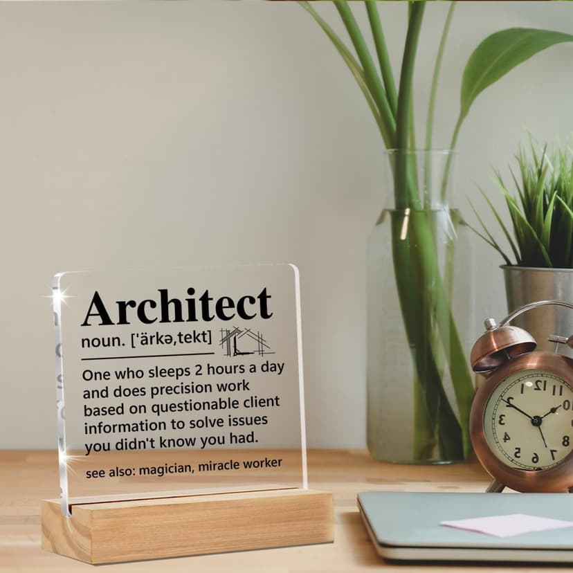 Architect Gifts for Men Women, Funny Architecture Architectural Engineering Gifts, Architect Definition Clear Desk Decorative Sign Office Home Acrylic Decor