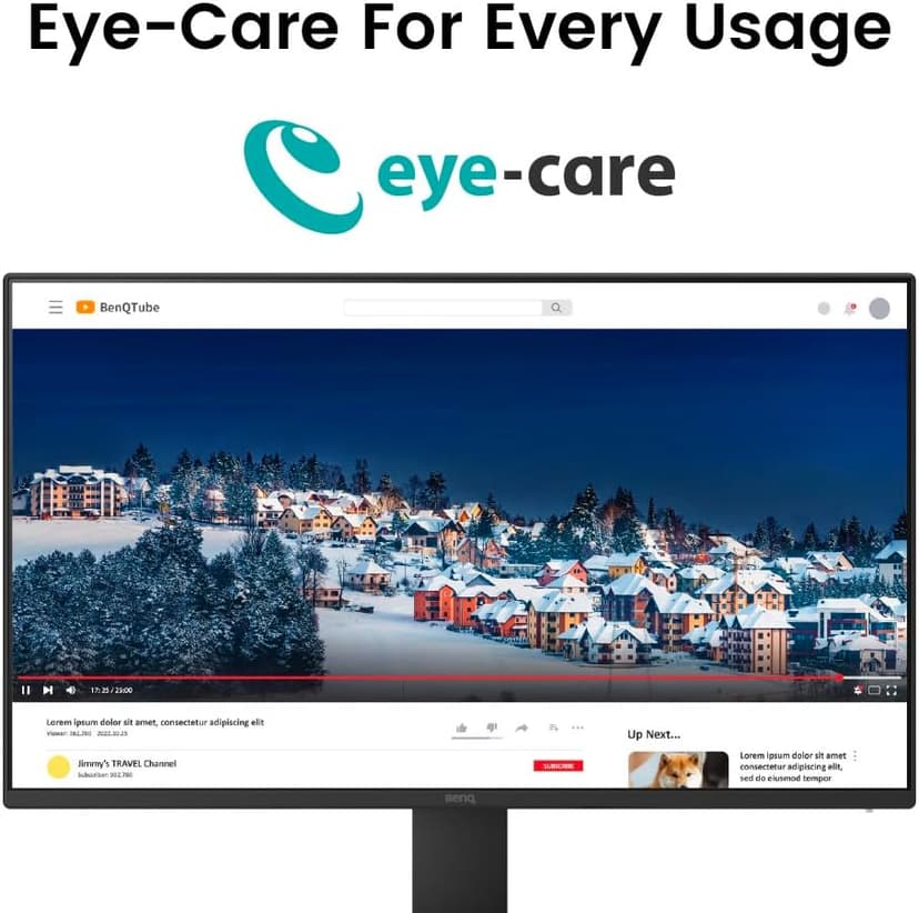 BenQ GW2491 23.8” 1080p FHD 100Hz IPS Eye-Care Monitor, HDMI, DisplayPort, 1080x1920, Ultra Slim Bezel, TUV-Certified, Flicker-Free, Low Blue Light Plus, Eye-CareU