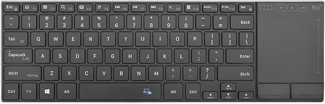 Rii Wireless Bluetooth Keyboard,Multi Device Rechargeable Stainless Steel Ultra Slim Keyboard with Multi-Touch Touchpad,Compatible with PC, Mac, Laptop(2.4G+BT New)