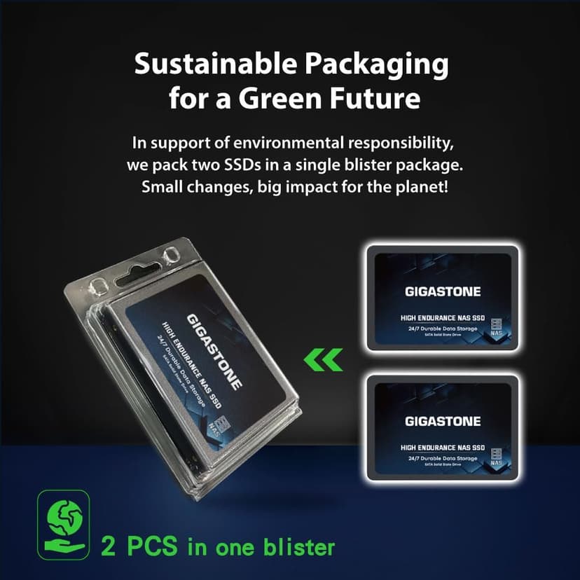 Gigastone 2TB NAS SSD Drive (4-Pack) 24/7 Durable TLC High Endurance RAID Data Storage Network Attached Storage 2.5" SATA Internal Solid State Hard Drives