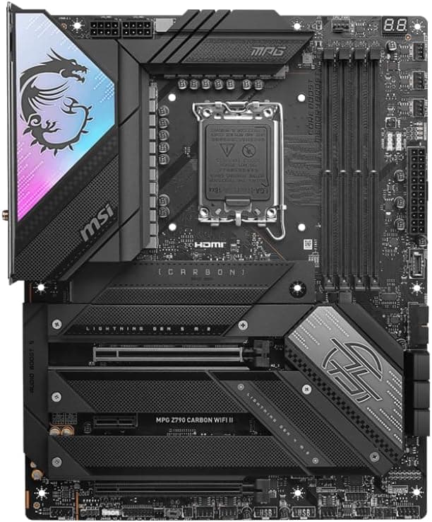 MSI MPG Z790 Carbon WiFi II Gaming Motherboard (Supports 12th/13th/14th Gen Intel Processors, LGA 1700, DDR5, PCIe 5.0, M.2, 2.5Gbps LAN, USB 3.2 Gen2, Wi-Fi 7, Bluetooth 5.4, ATX)
