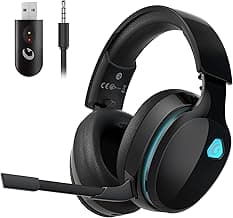 2.4GHz Wireless Gaming Headphones for PS5, PS4 Fortnite & Call of Duty/FPS Gamers, PC, Nintendo Switch, Bluetooth 5.3 Gaming Headset with Noise Canceling Mic, Stereo Sound, 40+Hr Battery -Black