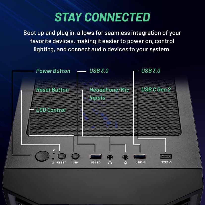 Skytech Gaming Shadow Desktop PC, Intel i5 13400F 2.5 GHz (4.6GHz), NVIDIA RTX 4060 8GB, 2TB NVMe SSD, 32GB DDR5 RAM 5200 RGB, 650W Gold PSU, Wi-Fi, Win 11