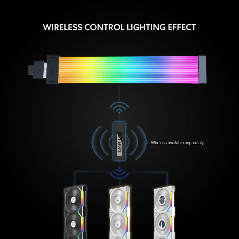 Lian Li Strimer Wireless 16 Pin - Addressable RGB Power Extension Cable with Wireless Control - 12 LED Strip - Wireless Controller NOT Included; a Controller is Required for use (PW16-121W)