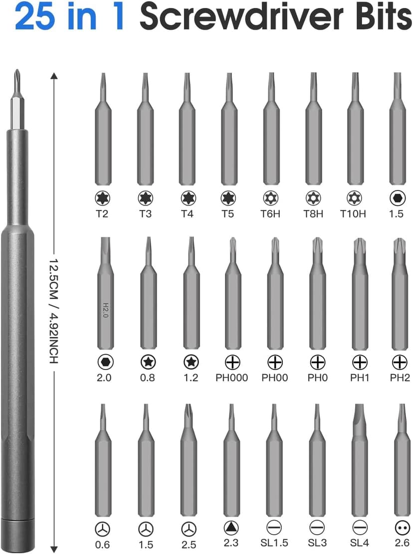 Precision Screwdriver Set, Small Screwdriver with Torx Phillips Head & Flathead, Repair Tool Kit with Magnetic Bits for Electronics, PC, Watch, Jewelry, DIY Projects and Home Repairing