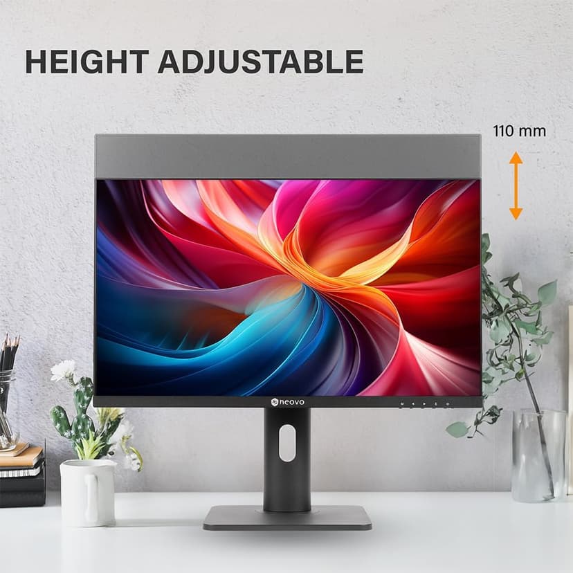 AG Neovo MH2703 27 inch Monitor Adjustable Height, Rotate, Swivel,100Hz, TUV Eyesafe, FHD 1080p, VGA, HDMI, and DisplayPort