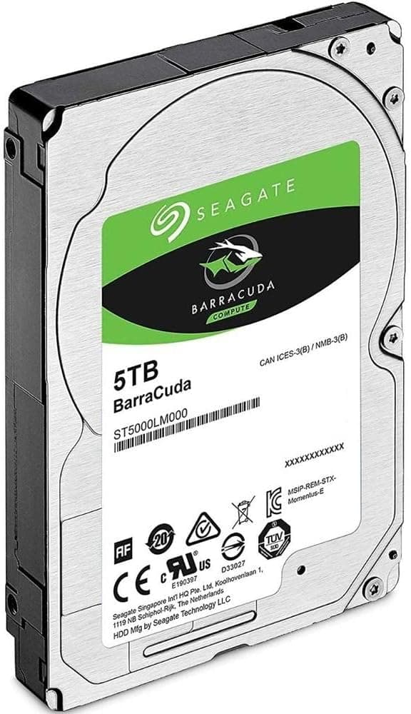 Seagate BarraCuda 5TB Internal Hard Drive HDD – 2.5 Inch SATA 6Gb/s 5400 RPM 128MB Cache for Computer Desktop PC (ST5000LM000)