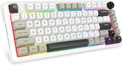 E-YOOSO Z82 Wireless Mechanical Keyboard, 3-Modes 81 Keys Compact, 75% Gasket Hot Swappable RGB Gaming Keyboard with Dedicated Knob Control and Sound Absorbing Pads, PBT Keycaps