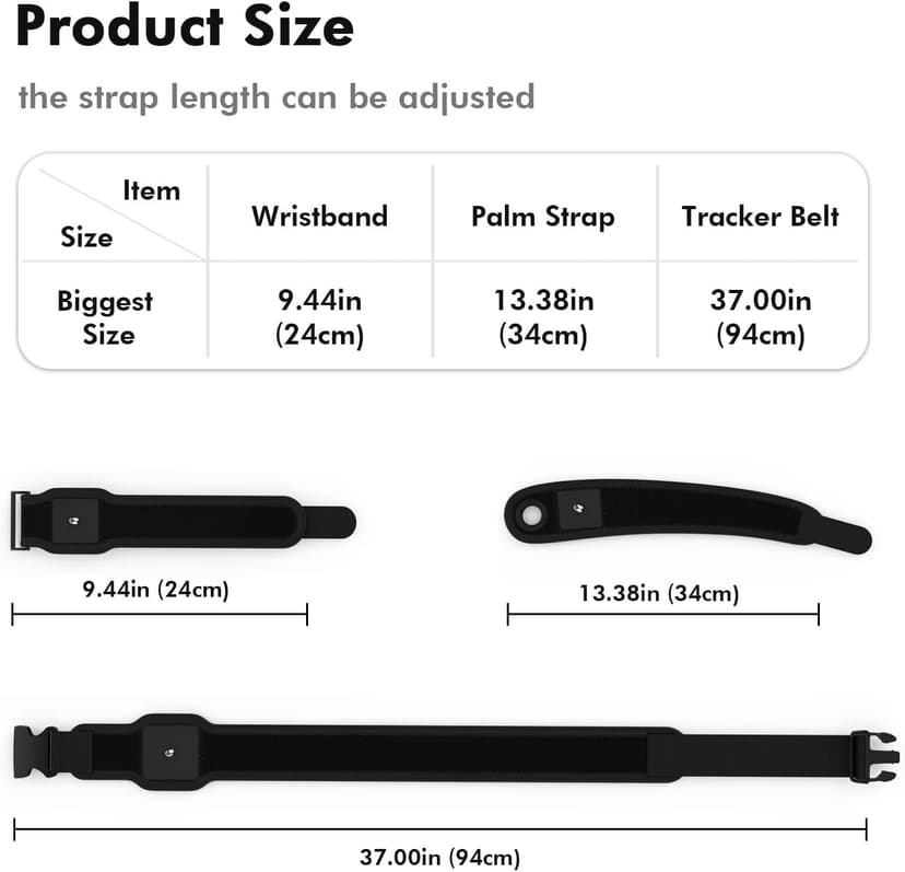 AMVR 5 Pcs VR Tracker Straps Accessories for HTC Vive 3.0, Adjustable Full Body Tracking Belts VR Hand/Foot Band Strap(1 Tracker Belt + 2 Palm Rings + 2 Foot Strings, Vive Tracker NOT Included)