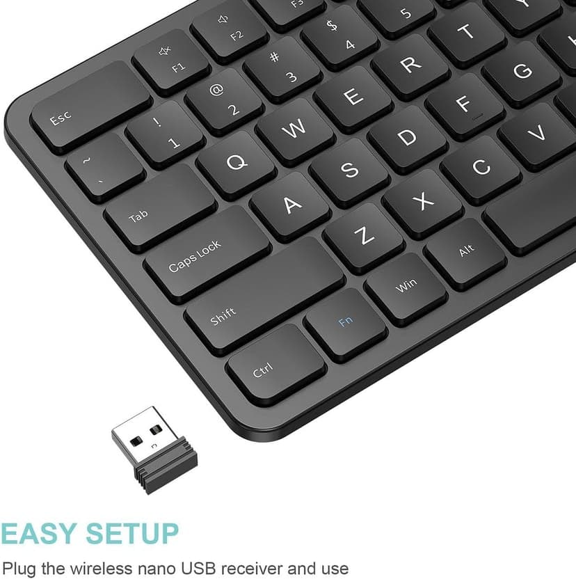Arteck 2.4G USB Wireless Keyboard Ultra Slim Full Size Keyboard with Numeric Keypad and Media Hotkey for Computer/Desktop/PC/Laptop/Surface/Smart TV and Windows 11/10