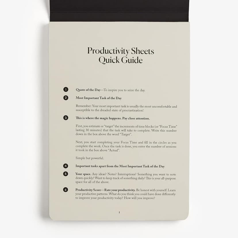 Intelligent Change 3-Month Productivity Planner Sheets and Tools for Time-Management and Mindfulness, Tear-Out To-Do List, A5 Undated Sheets, Black