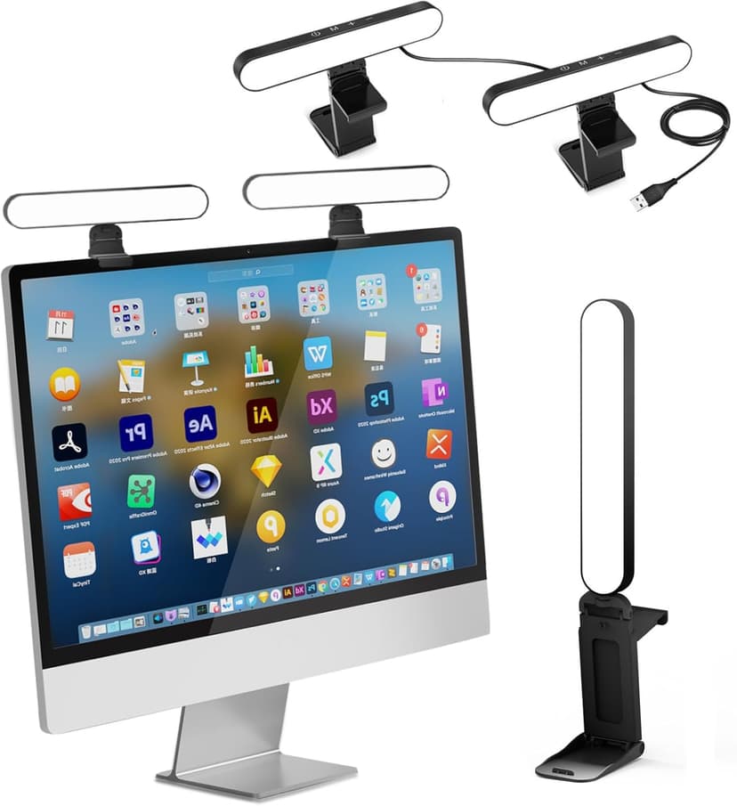 UBeesize Video Conference Lighting, LED Streaming Light for Video Calls, Webcam Light with Adjustable Monitor Mount, Zoom Lighting for Computer, Laptop Ring Light for Video Recording, Double Kit