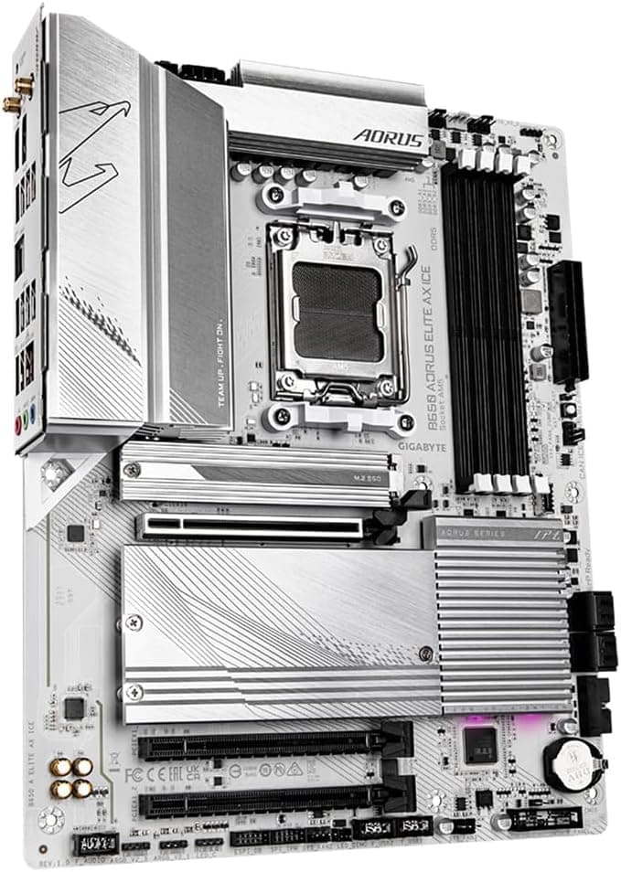 Micro Center AMD Ryzen 7 7700X CPU Processor with GIGABYTE B650 AORUS Elite AX ICE Motherboard (AM5, ATX, DDR5, Triple M.2, USB 3.2 Gen2X2 Type-C, WiFi 6E)