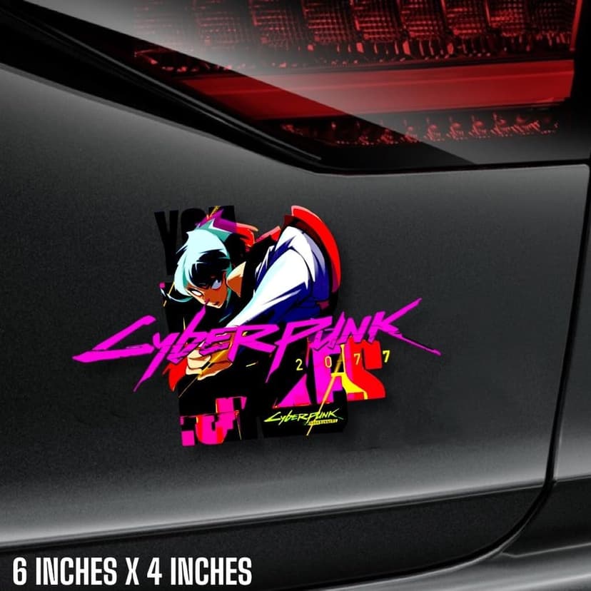 Cyberpunk Vinyl Sticker Cyberpunk car Decal Cyberpunk car Sticker Water Proof Cyberpunk Sticker Reflective for car for Laptop (Purple)