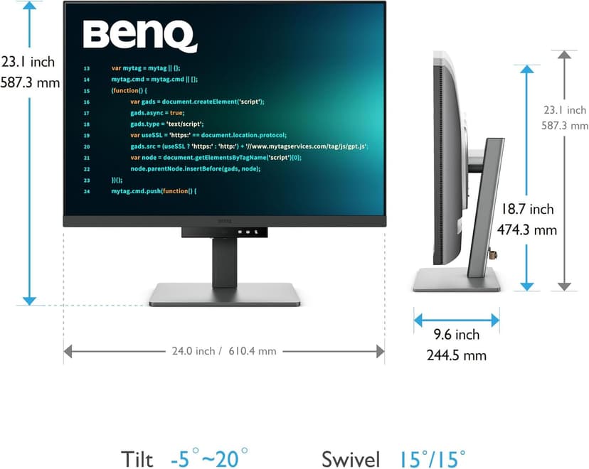 BenQ RD280U 28.2” 4K 3840x2560 3:2 Programming Monitor, Eye-Care, Nano Matte Panel, Coding Modes, MoonHalo Backlight, 90W USB-C, KVM, VESA Mount, Developer Monitor