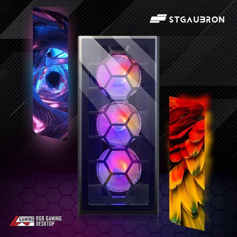 STGAubron Gaming PC Computer Desktop, Intel Core i7 up to 3.9G, GeForce RTX 2060 Super 8G, 32G Ram, 1TB SSD, WiFi, BT 5.0, RGB Fan x6, RGB BT Sound Bar & Headset Mic, Windows 10 Home
