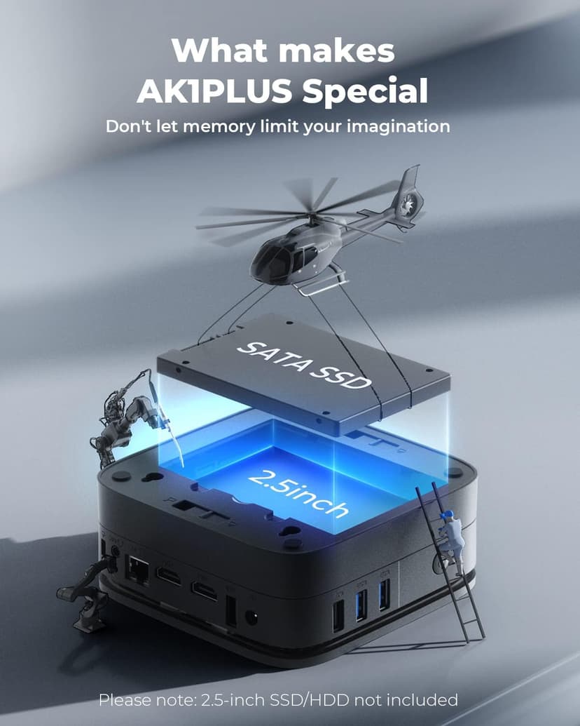 KAMRUI AK1PLUS Mini PC Computer, 12th Alder Lake- N95 up to 3.4 GH, 16GB RAM 512GB M.2 SSD, Mini Desktop Computer, Support 2.5" SSD (up to 2TB), WiFi, BT, 4K, HTPC for Business, Home, Office