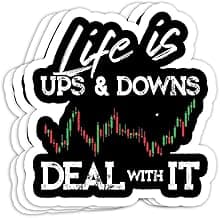 Life is Ups and Downs Day Trader Stock & Forex Trading Gift Decorations - 4x3 Vinyl Stickers, Laptop Decal, Water Bottle Sticker (Set of 3)