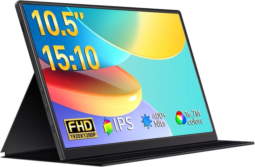 Small Portable Monitor 10.5" 400 Nits 15:10 FHD 1280P IPS Screen, Ultra-Slim Mini Monitor w/Smart Cover & Speaker, USB C HDMI HDR Portable Gaming Monitor, Travel Monitor for Laptop Xbox Switch