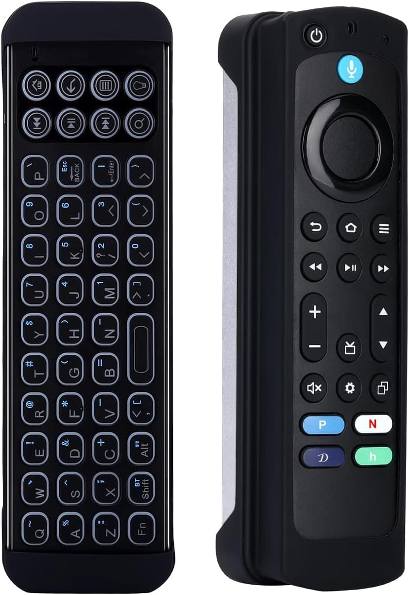 iPazzPort Mini Bluetooth Wireless Keyboard with Voice-Remote-Control Case for TV-Stick 4k Max/TV Cube and Compatible with Insignia/Toshiba/Pioneer Fires Smart TVs.