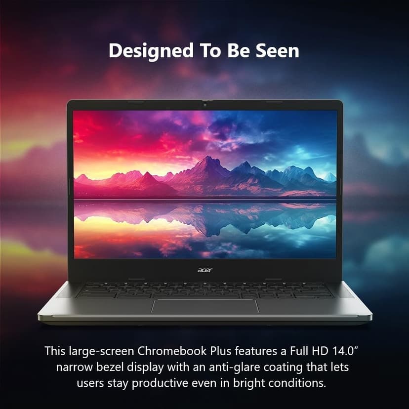 Acer Chromebook Plus 514 Laptop with Google AI – 14" Full HD 1920 x 1080 IPS Display | Intel Core i3-N305 | 8GB LPDDR5 | 128GB SSD | Wi-Fi 6E | FHD Camera | Chrome OS | CB514-4H-38JA