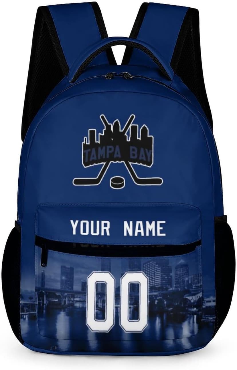 Custom Backpack For Kids Fashion Hockey City Skyline Design Personalized School Bag Best Hockey Fans Gift for Boy Girl