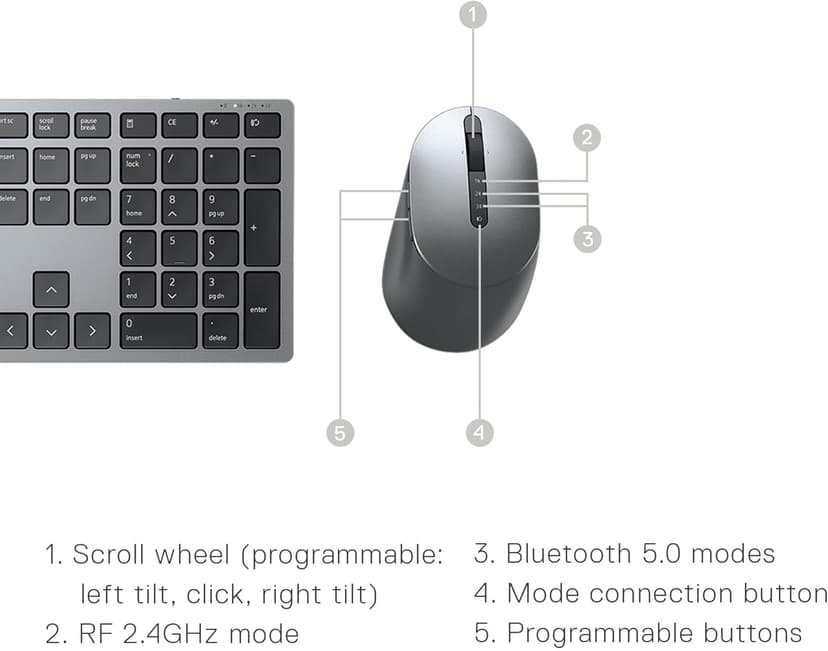 Dell Premier Multi-Device Wireless Bluetooth Keyboard and Mouse - KM7321W