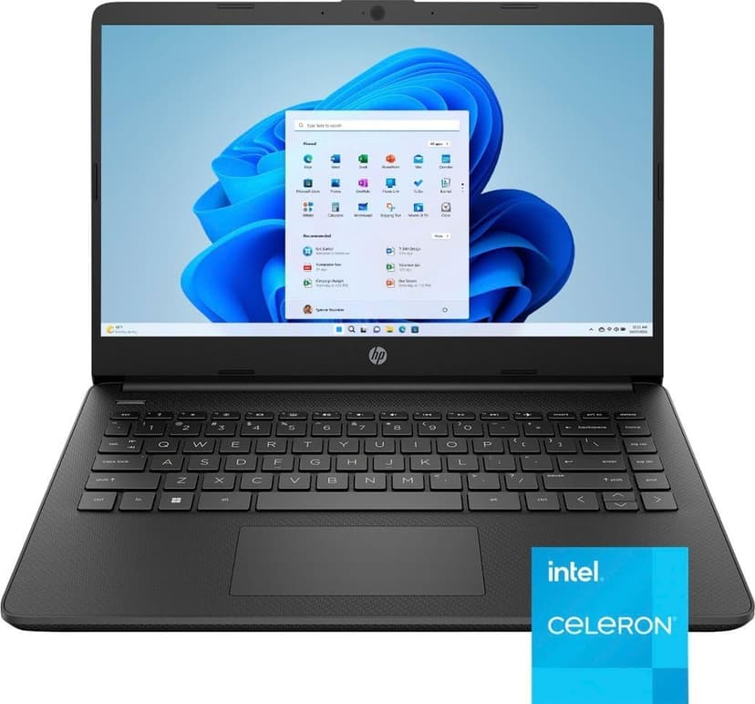 HP 14" HD (1366 x 768) Display Laptop, Intel Celeron N4120, 1.1GHz, 4GB Memory, 128GB eMMC, Windows 11 Home in S Mode, One Year Office 365 Included, Jet Black, 14-dq0761dx