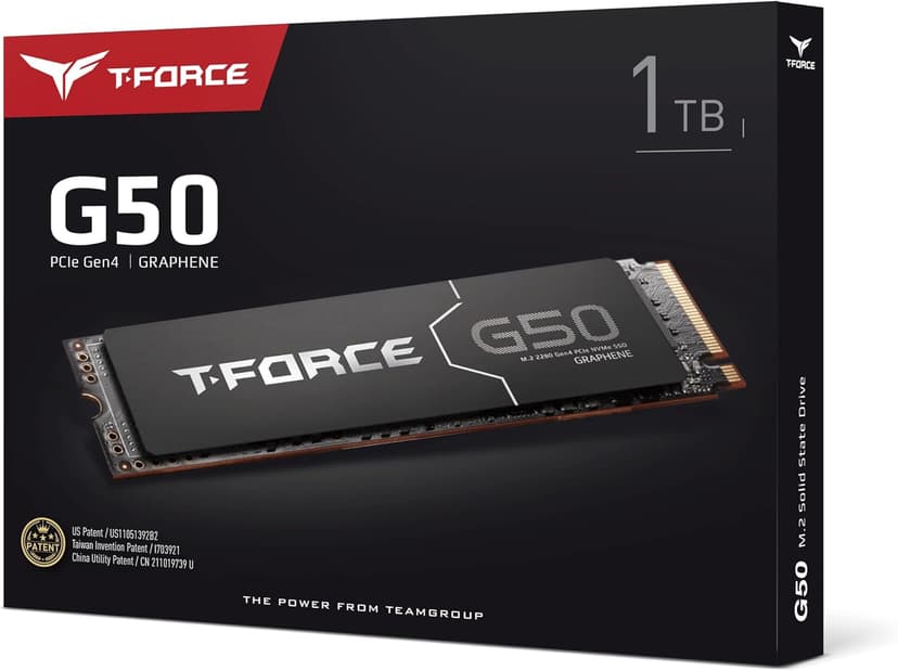 TEAMGROUP T-Force G50 1TB SLC Caching 3D TLC NAND NVMe InnoGrit PCIe Gen4x4 M.2 2280 Gaming SSD with Ultra-Thin Graphene Heat Spreader Works with PS5 Read/Write 5000/4800 MB/s TM8FFE001T0C129