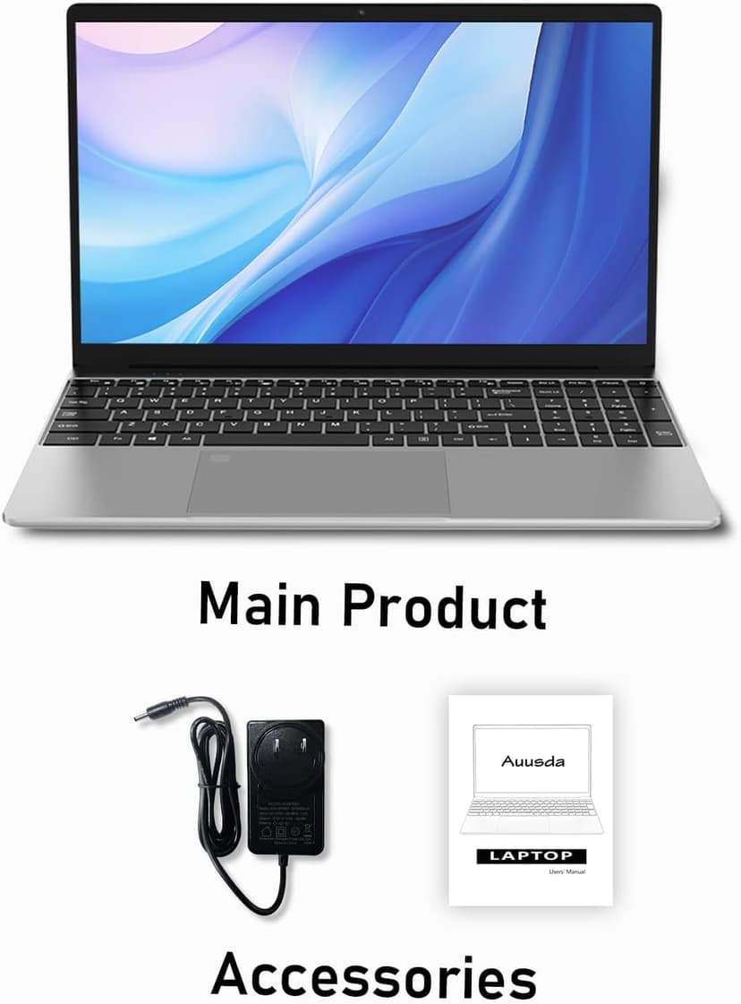 15.6" Laptop Computer, 16GB RAM, 1TB NVMe, 4C4T N95 1.7-3.4GHz, FHD Display, Backlit Keyboard, Fingerprint Reader, Big 8000mAh Battery, Win11 Pro, Upgradable to 10TB Storage, Silver, T152A