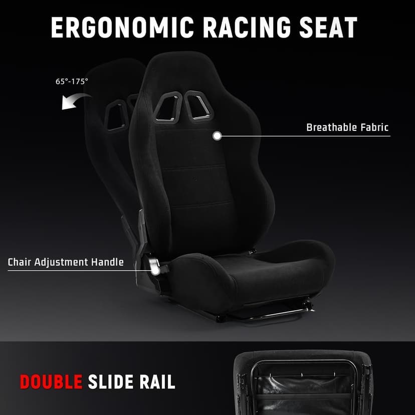Dardoo g923 Racing Simulator Cockpit with Monitor Mount and Black Seat Adjustable Fits For Logitech g29 g920, Thrustmaster t300 Simulated Cockpit Without Shifter, Wheel, Pedals and Display