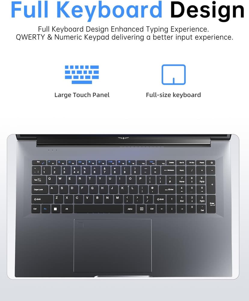 18.5 inch Laptop Computer with Intel N150 Quad-Core Processor(up to 3.6GHz),8000 mAh Battery,16GB DDR4 RAM 512GB SSD,WiFi 5, Type C,2025 Full HD IPS Display Laptops for Work Business Office Student