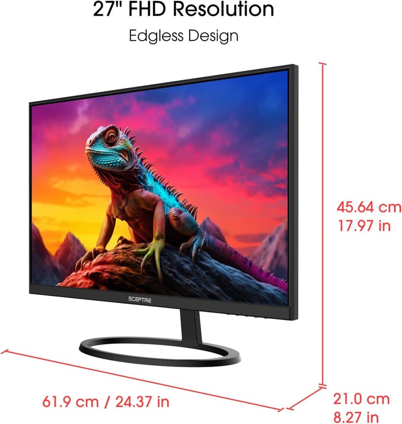 Sceptre 27" IPS 2K Monitor QHD 2560 x 1440 75Hz Edgeless DisplayPort HDMI Build-in Speakers Machine Black
