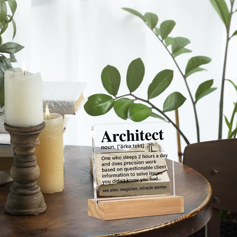 Architect Gifts for Men Women, Funny Architecture Architectural Engineering Gifts, Architect Definition Clear Desk Decorative Sign Office Home Acrylic Decor