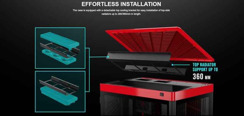 GAMDIAS RGB Tempered Glass Gaming Computer PC Case, 2-Way Standing w/Vertical & Horizontal Orientaton & One-Touch Open, Support up to 420mm AIO, Huge Cable Management & Excellent Airflow NESO P1 BR