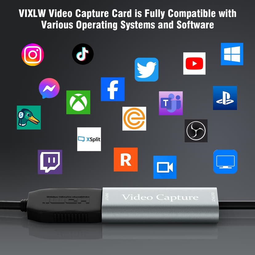 Video Capture Card, USB3.0 HDMI to USB C Capture Card, 4K 1080P 60FPS, Video Recording Card for Gaming Live Streaming, for Windows/Mac OS System with USB C Adapter to Adjust PS4, Switch, Xbox